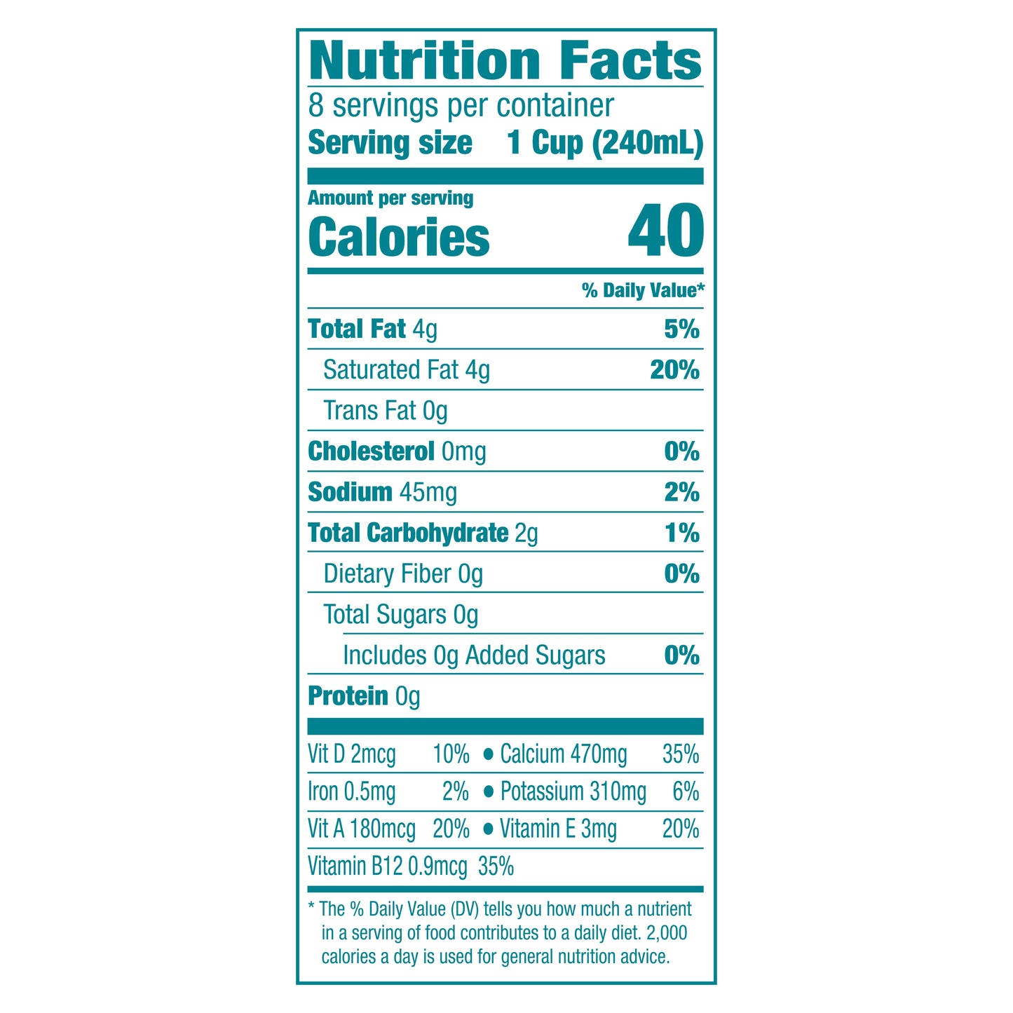 Silk Coconut Milk, Unsweet, Dairy Free, Gluten Free, 64 FL OZ Half Gallon