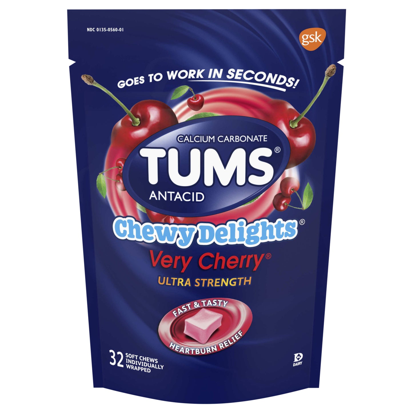 TUMS Chewy Delights Ultra Strength Antacid Soft Chews for Heartburn Relief