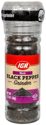 IGA GRINDER PEPPER WHOLE BLACK 1.75 OZ