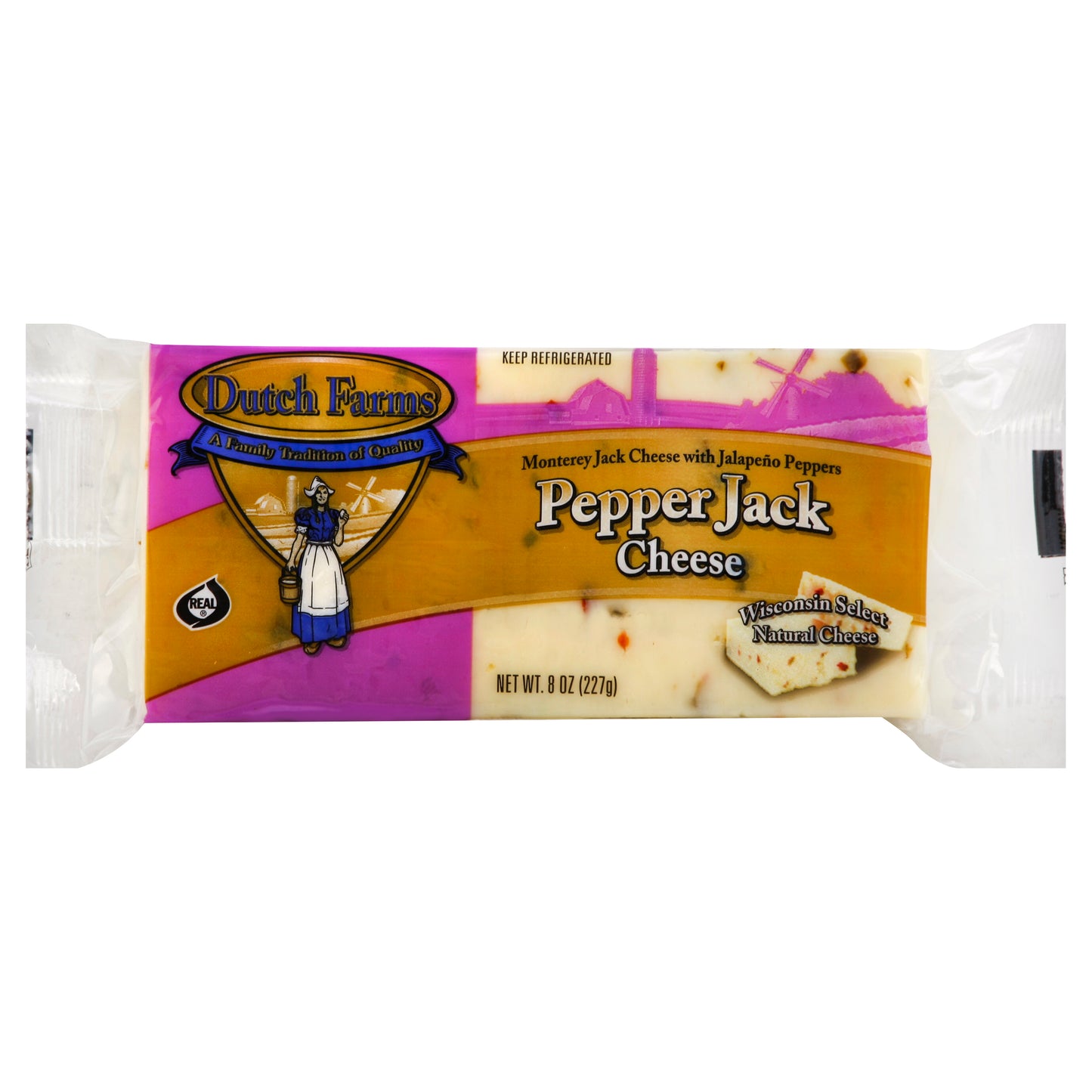 Dutch Farms Cheese 8 oz - Monterey Jack Cheese with Jalapeno Peppers / Peppers Jack Cheese