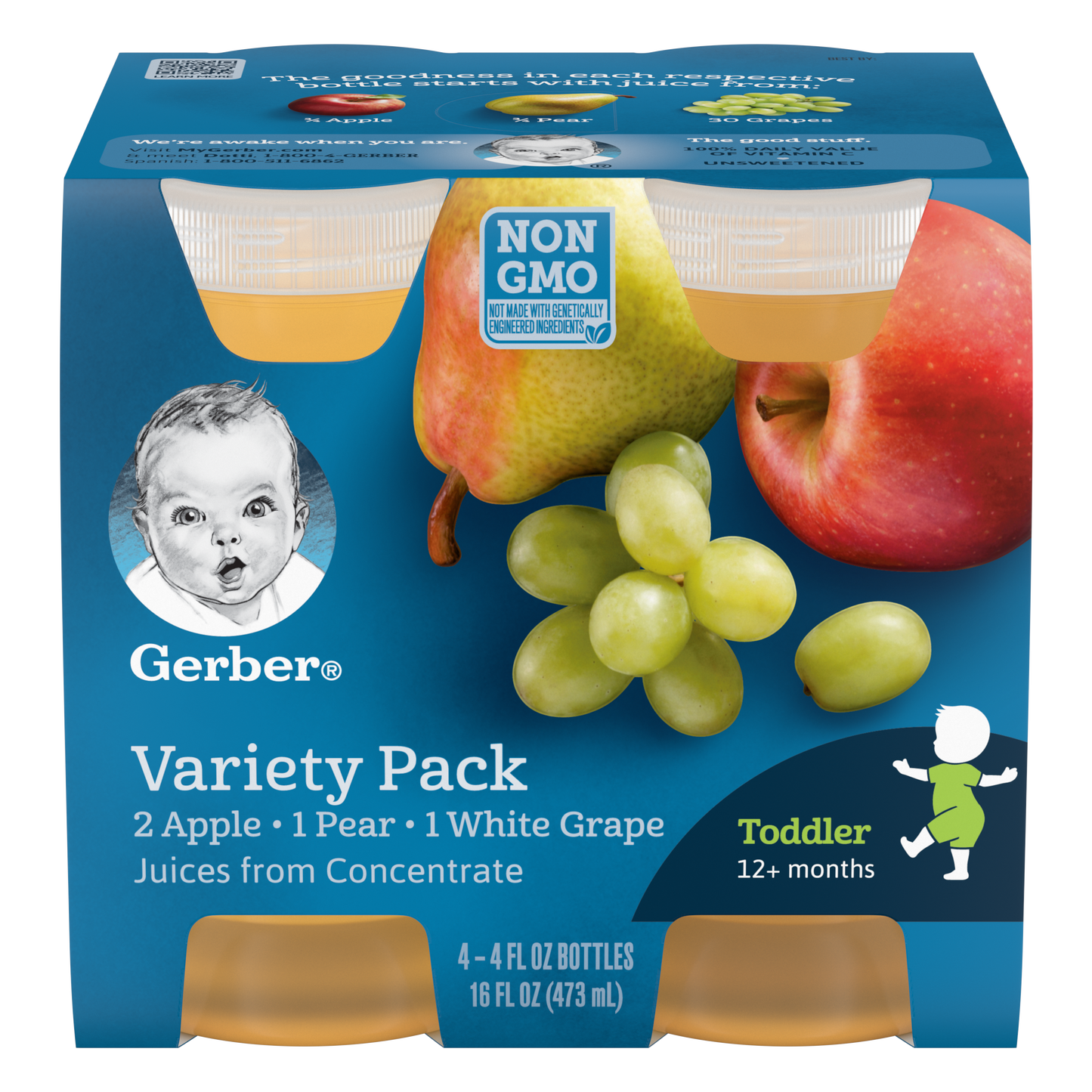 GERBER DRINK FOR TODDLER Fruit Juice Variety Pack MultiPack 4x4floz Bottle