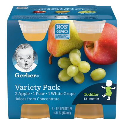 GERBER DRINK FOR TODDLER Fruit Juice Variety Pack MultiPack 4x4floz Bottle