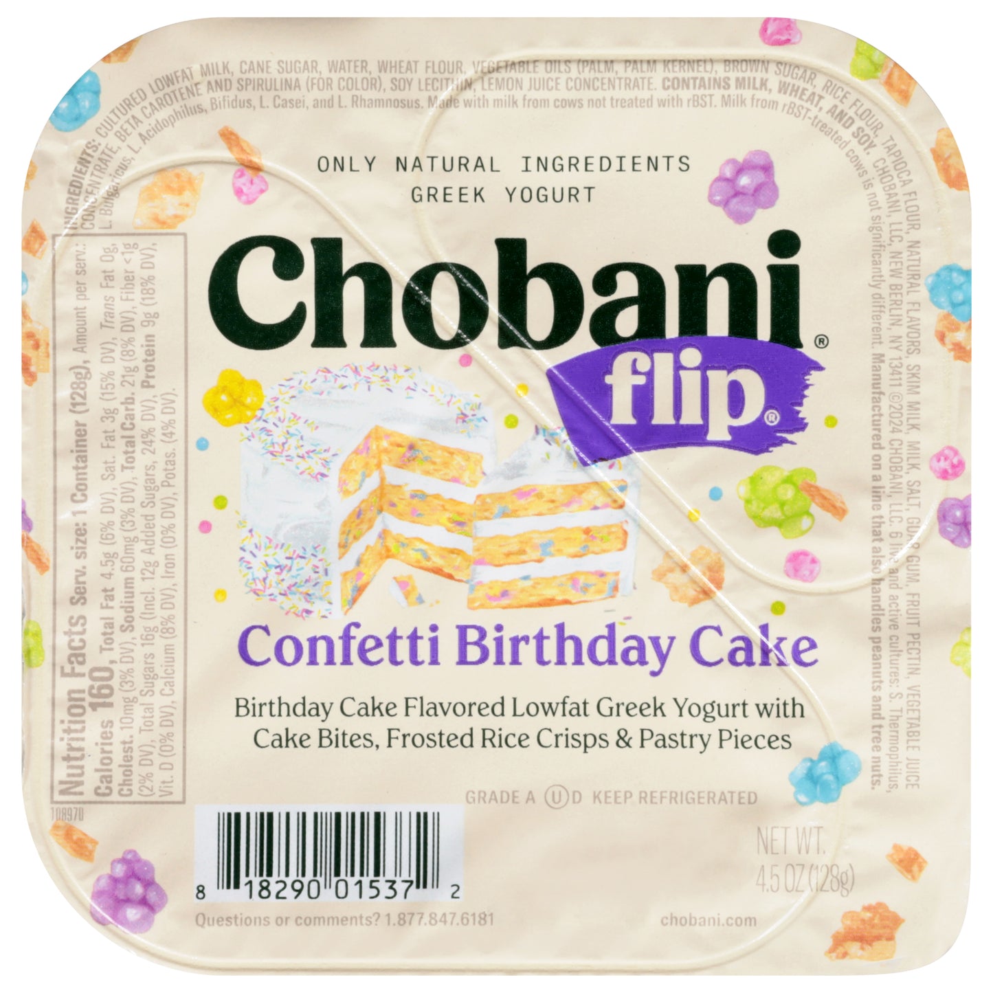 Chobani Flip Greek Confetti Birthday Cake Yogurt 4.5 oz