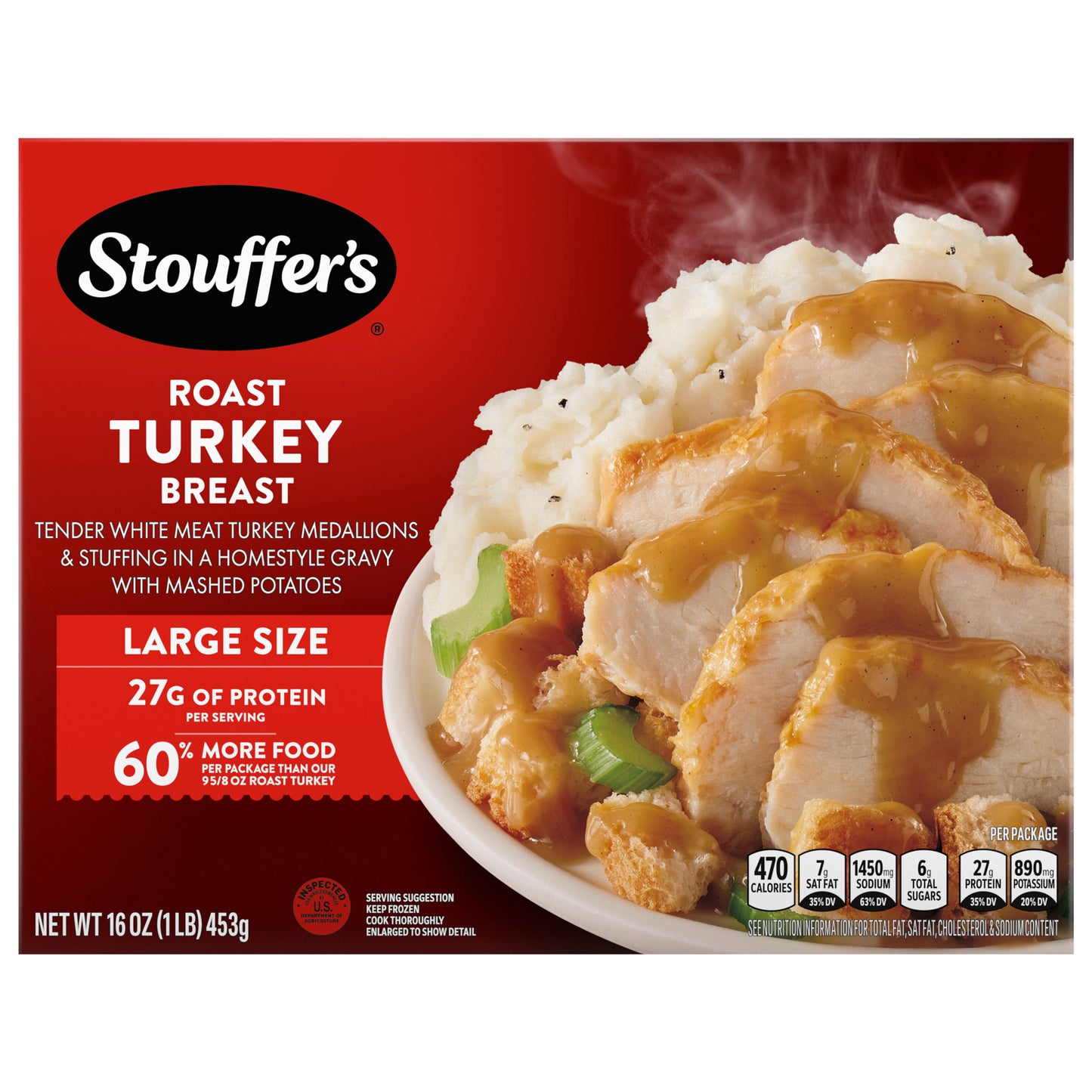 Stouffer's Large Size Roast Turkey Breast Frozen Meal, 16 Ounce