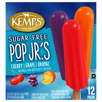 Kemps Pop Jr.'s Quiescently Sugar Free Cherry/Grape/Orange Frozen Confection 12 - 1.75 fl oz Pops