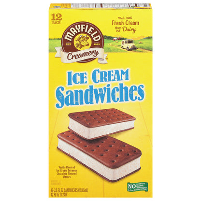 Mayfield Creamery Vanilla Flavored Ice Cream Sandwiches 12 - 3.5 fl oz ea