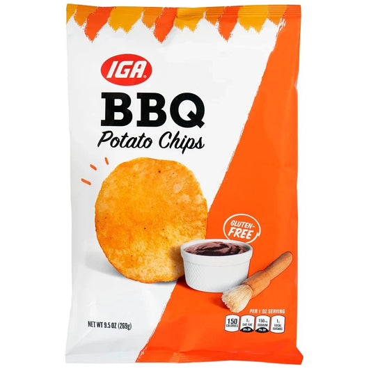 IGA POTATO CHIPS BBQ 9.5 OZ