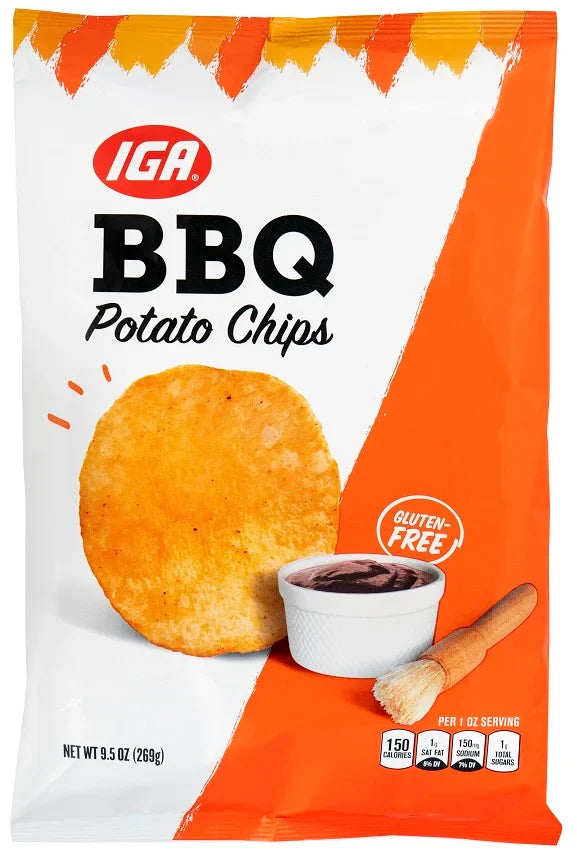 IGA POTATO CHIPS BBQ 9.5 OZ