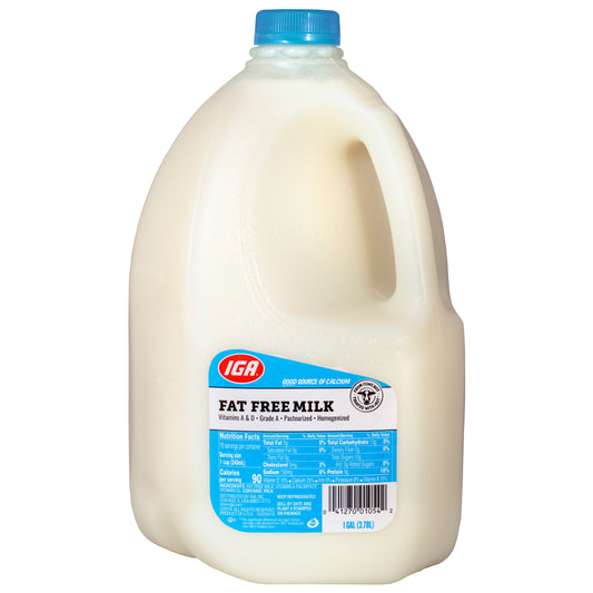 MILK FAT FREE 1 GAL PLASTIC 3.78L