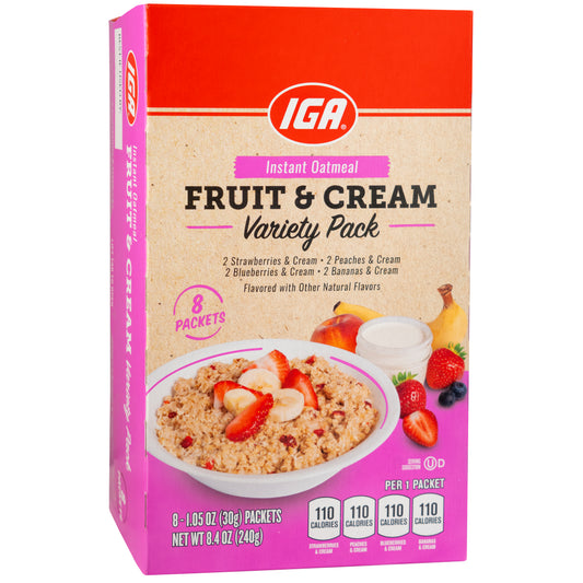 OATMEAL INSTANT FRUIT & CREAM VARIETY PACK 8 CT 8.4 OZ