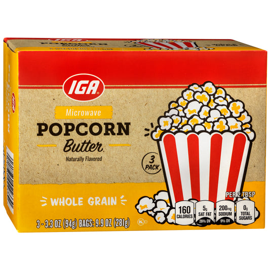 POPCORN MICROWAVE BUTTER 3 PACK BOX