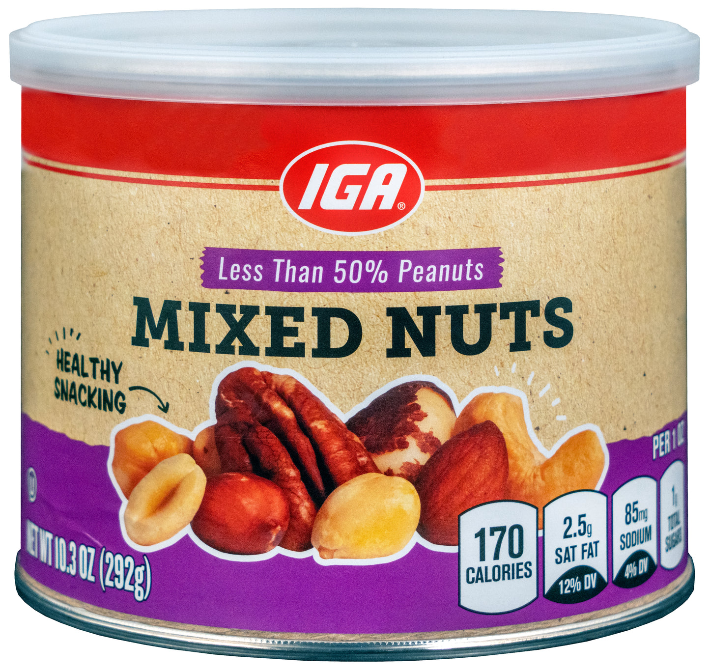 MIXED NUTS LESS 50% PEANUTS CAN 10.3 OZ