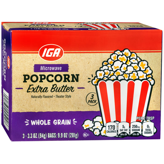POPCORN MICROWAVE EXTRA BUTTER THEATER STYLE 3 PACK BOX