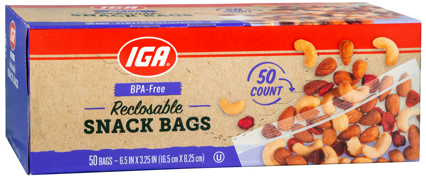 BAGS SNACK S&S RECLOSEABLE 50 CT