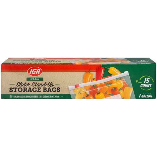 BAGS STORAGE SLIDER STAND UP 1 GAL 15 CT