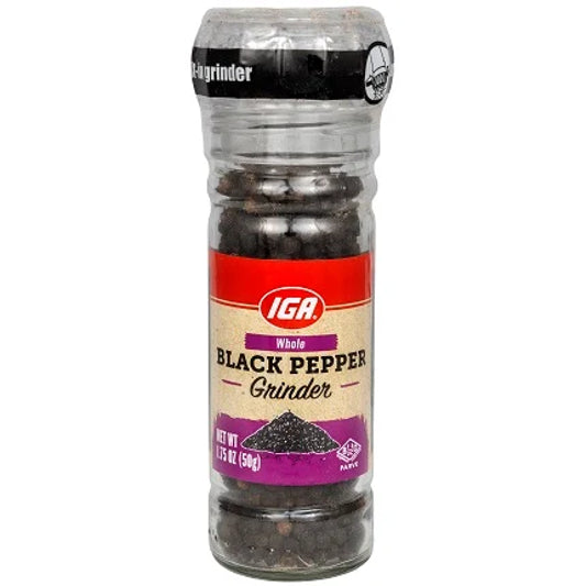 IGA GRINDER PEPPER WHOLE BLACK 1.75 OZ