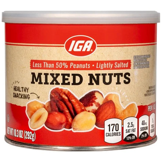 MIXED NUTS LESS THAN 50 PERCENT PEANUTS - LIGHTLY SALTED 10.3oz