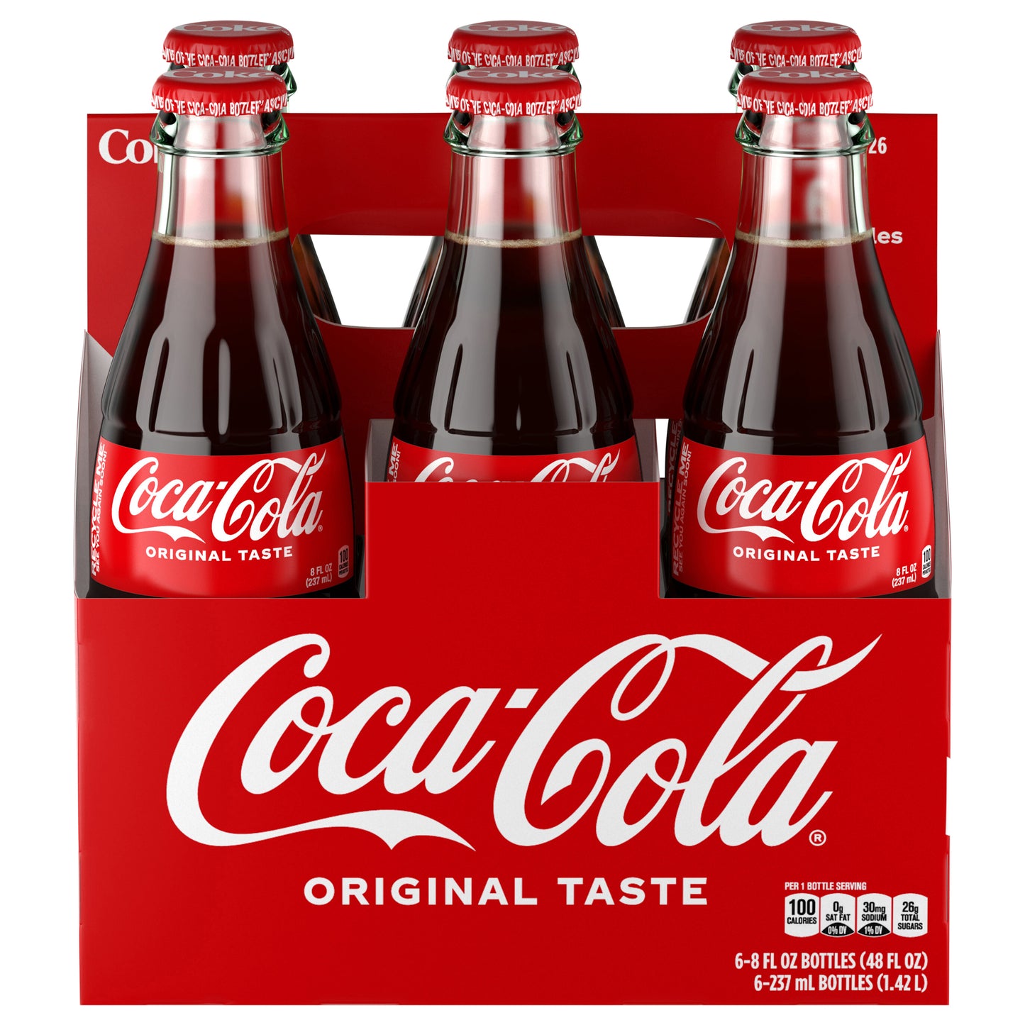 Coca-Cola Glass Bottles, 8 fl oz, 6 Pack