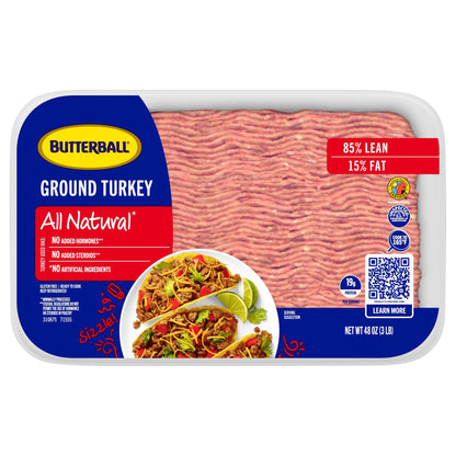 Butterball All Natural Fresh Ground Turkey, 85%/15%, 48oz, 1 Tray