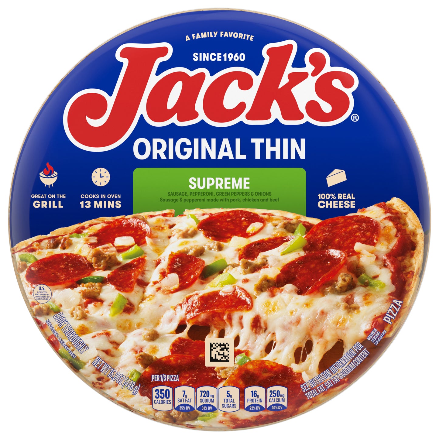 Jack's Original Thin Crust Supreme Frozen Pizza 15.8 oz.