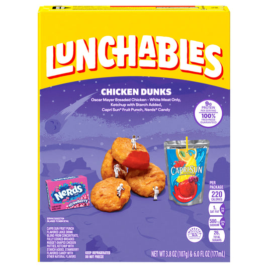 Lunchables Chicken Dunks with Strawberry Nerds Candy and Capri Sun Fruit Punch Fun Pack, 9.8 oz Box