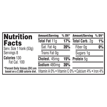 Ball Park Bun Length Hot Dogs, Classic, 8 Count