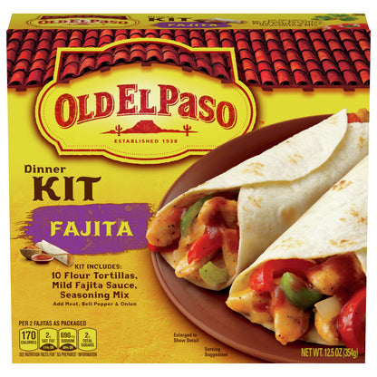 Old El Paso Fajita Dinner Kit With Flour Tortillas, Mild Fajita Sauce & Seasoning Mix, 12.5 oz.