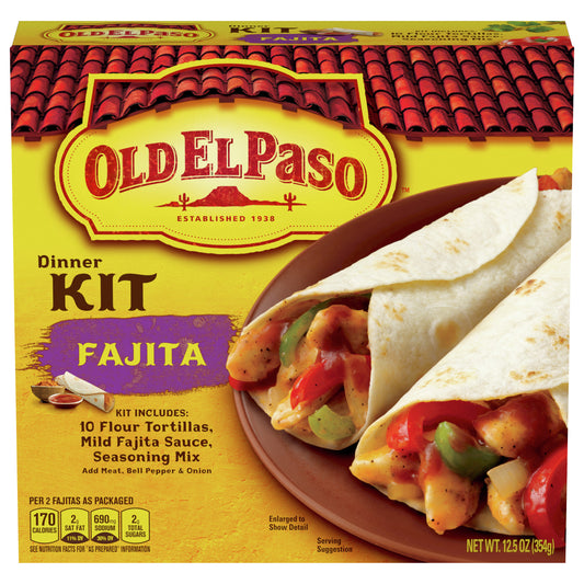 Old El Paso Fajita Dinner Kit With Flour Tortillas, Mild Fajita Sauce & Seasoning Mix, 12.5 oz.