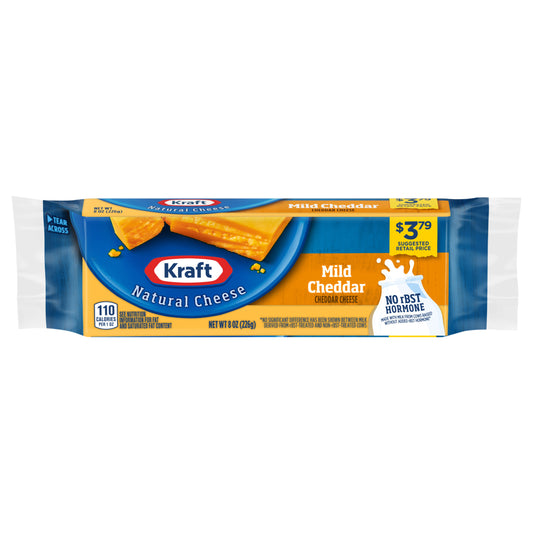 Kraft Natural Cheese-Chunks Null Mild Cheddar, 8 oz Wrapper