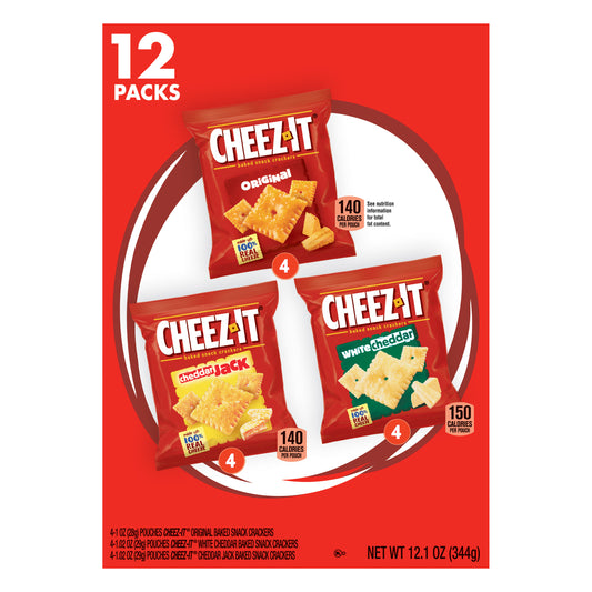 Cheez-It 12 Packs Baked Original/White Cheddar/Cheddar Snack Crackers 12 ea