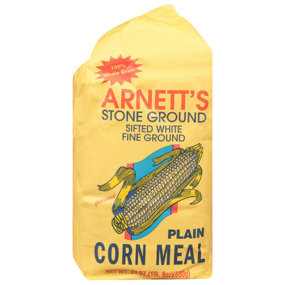 Arnett's Plain Stone Ground Sifted White Fine Ground Corn Meal 24 oz