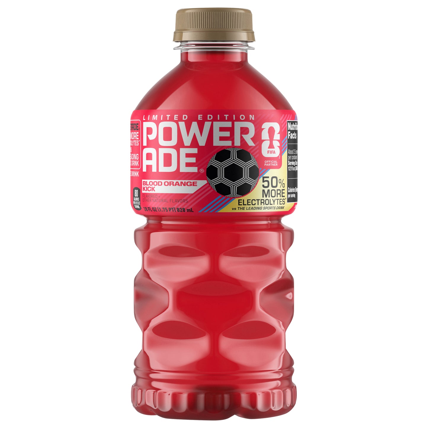POWERADE Limited Edition Soccer Blood Orange Kick Sports Drink Bottle, 28 fl oz