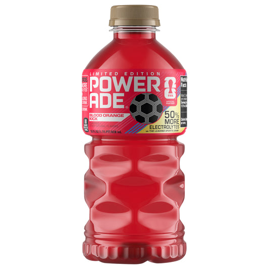 POWERADE Limited Edition Soccer Blood Orange Kick Sports Drink Bottle, 28 fl oz
