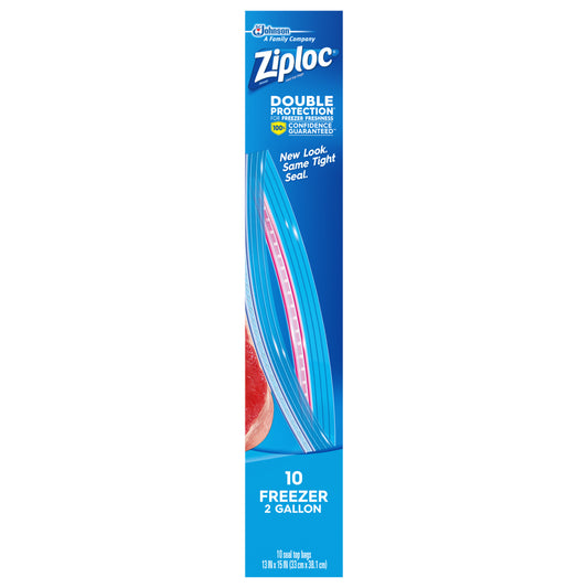 Ziploc® Brand Freezer Gallon Bags, Large Food Storage Bags, 10 Count