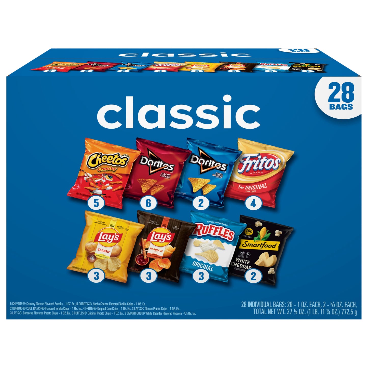 Frito Lay Snacks Classic Mix Variety Pack 27 1/4 Oz, 28 Count