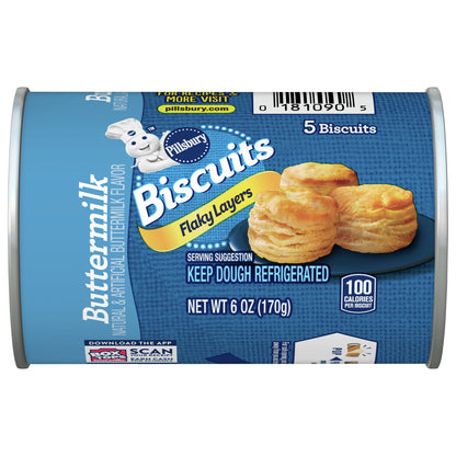 Pillsbury Flaky Layers Refrigerated Buttermilk Biscuits, 5 ct., 6 oz.
