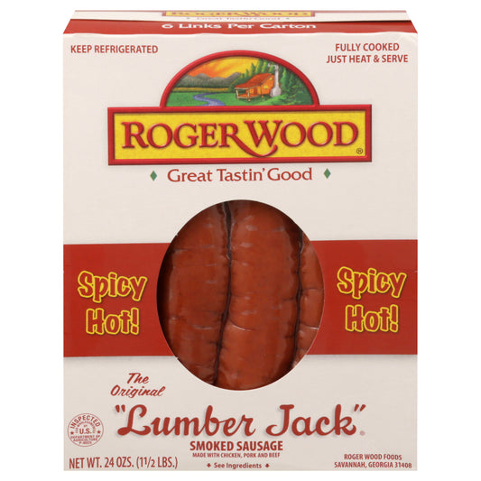 Roger Wood Spicy Hot Smoked Sausage 24 oz