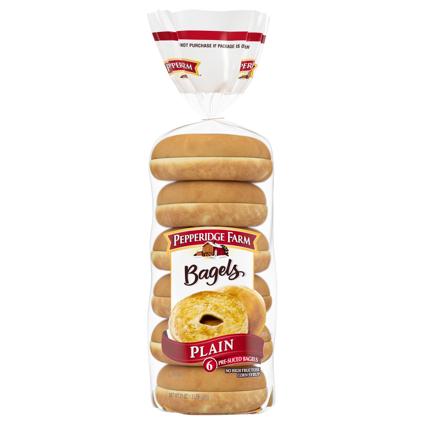 Pepperidge Farm Pre-Sliced Plain Bagels 6 ea