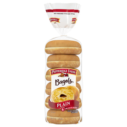 Pepperidge Farm Pre-Sliced Plain Bagels 6 ea