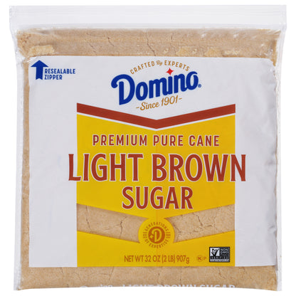 Domino Premium Pure Cane Light Brown Sugar 2 lb Zipper-pak