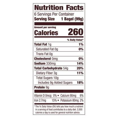 Pepperidge Farm Pre-Sliced Plain Bagels 6 ea