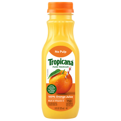 Tropicana Pure Premium 100% Orange Juice Original, No Pulp, Single Serve, 11 fl oz bottle