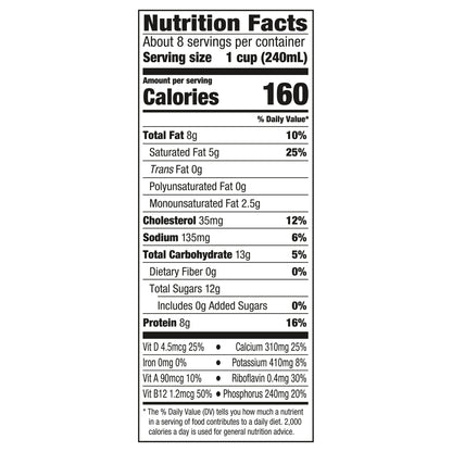 Horizon Organic High Vitamin D Whole Milk, High Vitamin D Milk, 64 FL OZ Half Gallon Carton