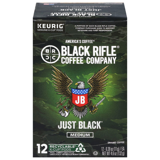 Black Rifle Coffee Company Ground Medium Just Black Coffee 12 - 0.39 oz K-Cup Pods