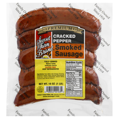 Sunset Farm Brand Cracked Pepper Smoked Sausage 16 oz