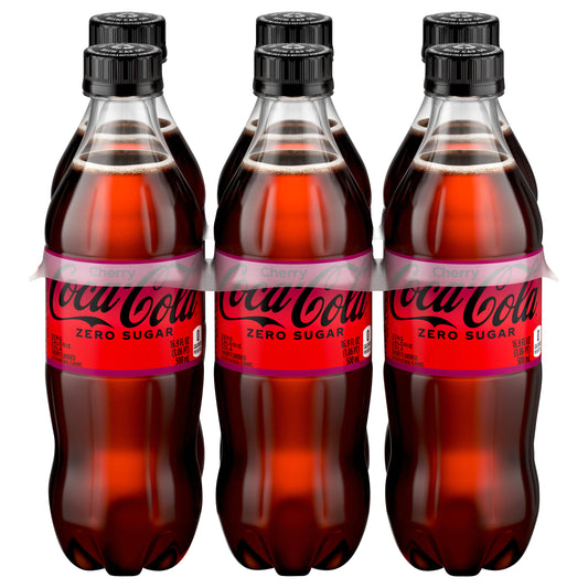 Coca-Cola Cherry Zero Bottles, 16.9 fl oz, 6 Pack