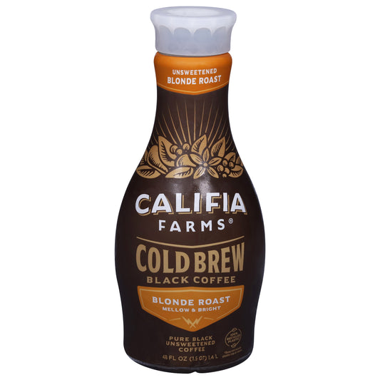 Califia Farms Blonde Roast Cold Brew Unsweetened Black Coffee 48 fl oz