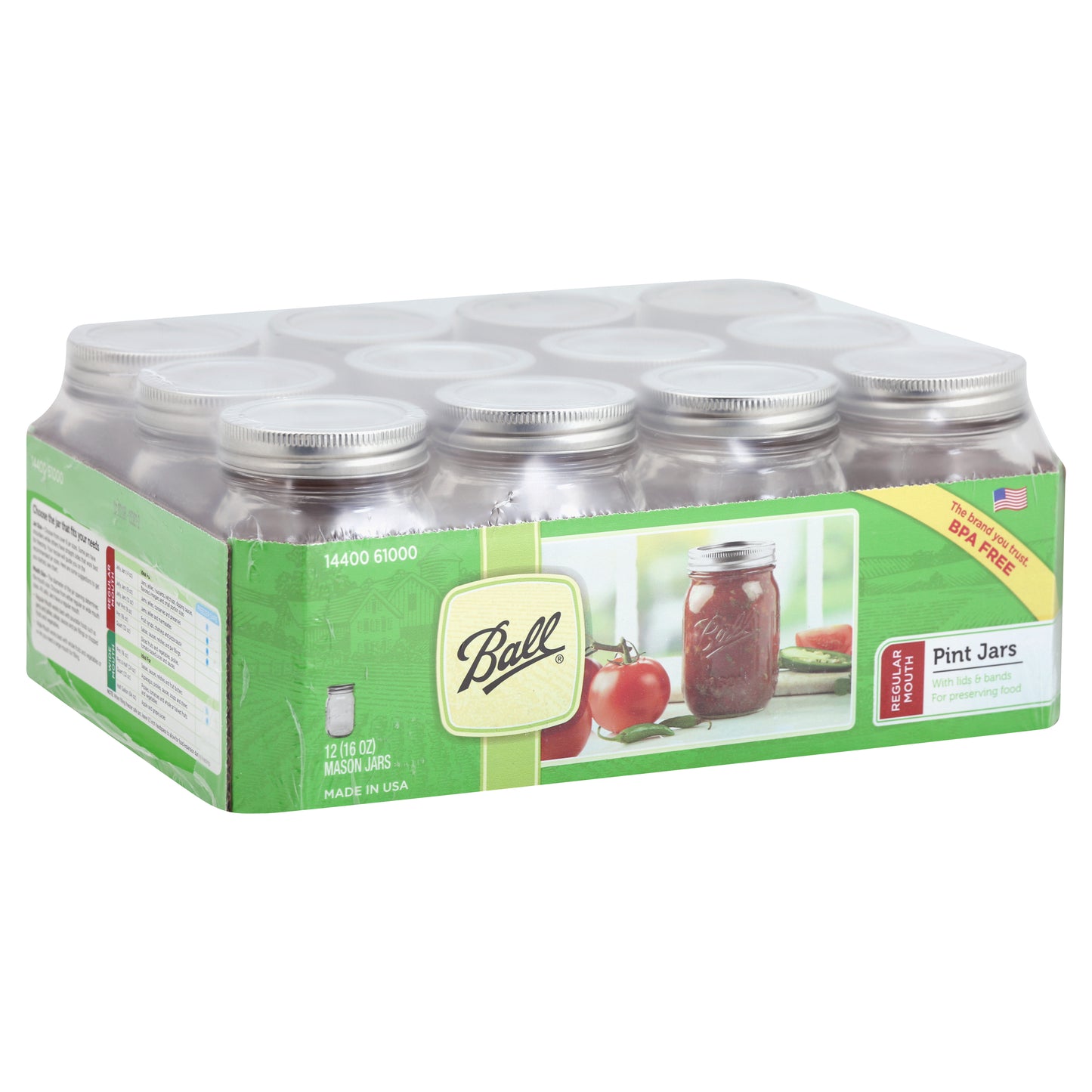 Ball Mason Jars 12 ea - REGULAR MOUTH Pint Jars