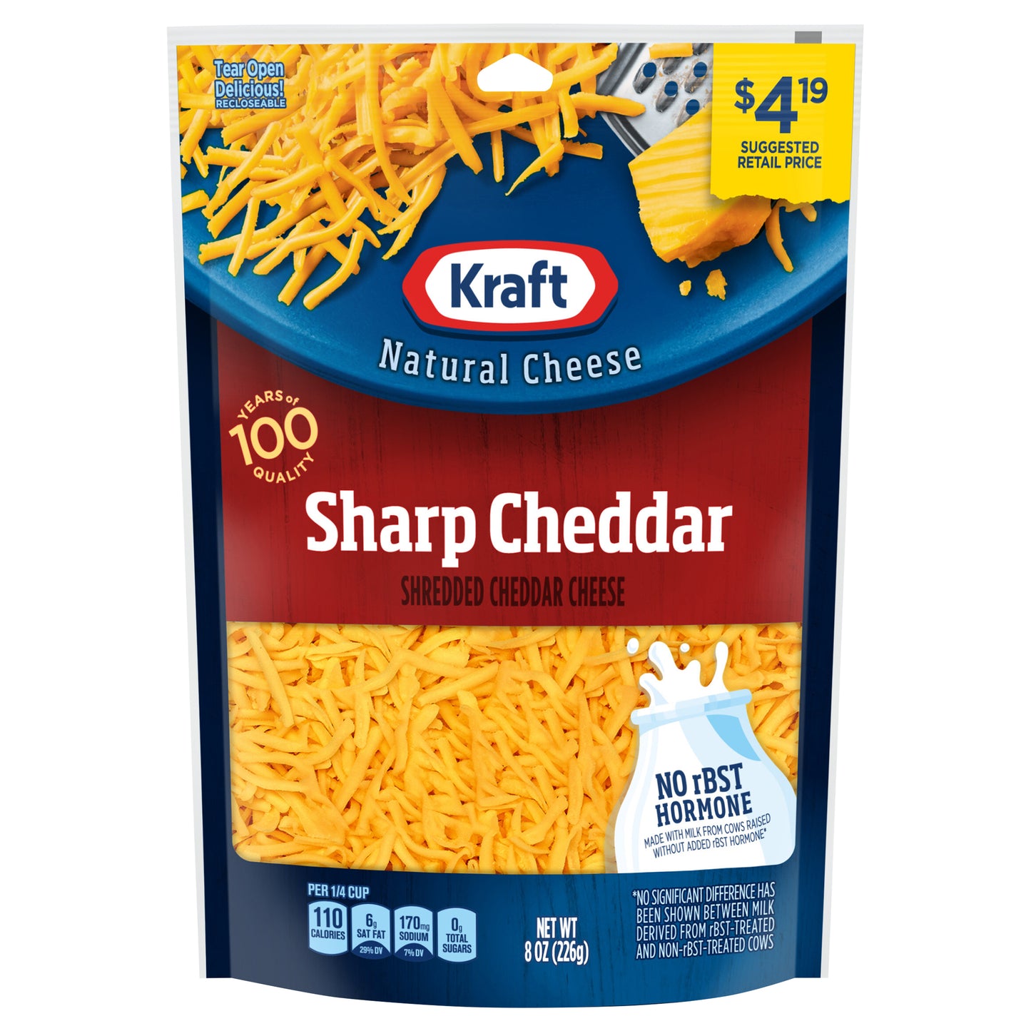 Kraft Natural Cheese-Shreds Sharp Cheddar, 8 oz Pouch