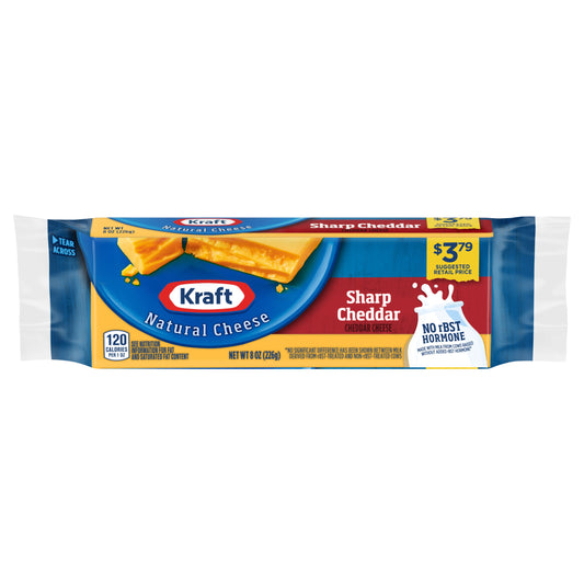 Kraft Natural Cheese-Chunks Null Sharp Cheddar, 8 oz Wrapper